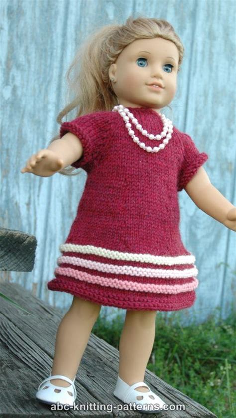 Abc Knitting Patterns American Girl Doll Raglan Banded Dress