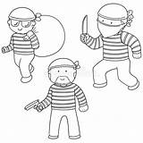 Thief Voleur Ladro Vektorsatz Robber Rapine Plunder Bandit Illustrazioni Illustrationen sketch template
