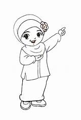 Kartun Mewarna Muslimah Muslim Ustazah Mewarnai Azhan sketch template