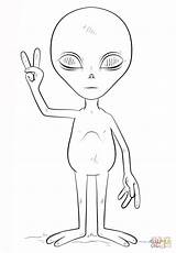 Alien Coloring Peace Sign Draw Drawing Pages Easy Drawings Aliens Space Step Tutorials Cartoon Printable Supercoloring sketch template