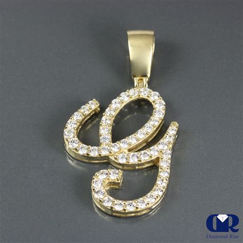 diamond script letter pendant   gold diamond rise jewelry