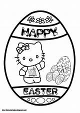 Easter Coloring Pages Hello Kitty Happy Print sketch template
