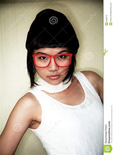 cute asian girl wearing glasses royalty free stock images image 9186179