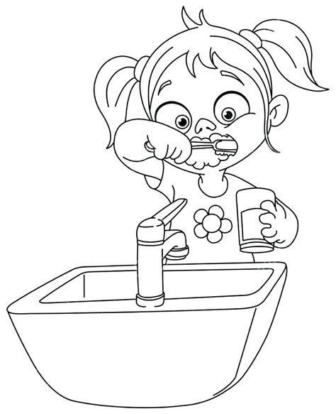 brushing teeth coloring page  getdrawings