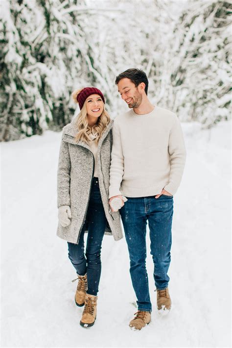 Holiday Engagement Session In The Snow Winter Engagement Photos