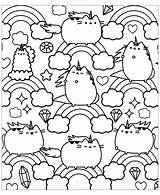 Coloring Pages Cat Pusheen Rainbow Printable sketch template