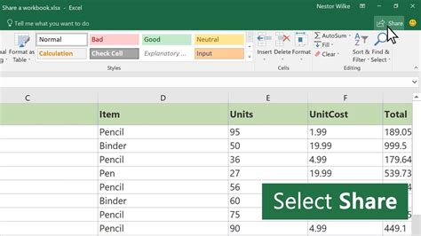 share  workbook  excel youtube
