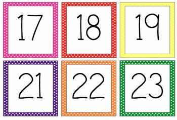 printable calendar numbers  preschool