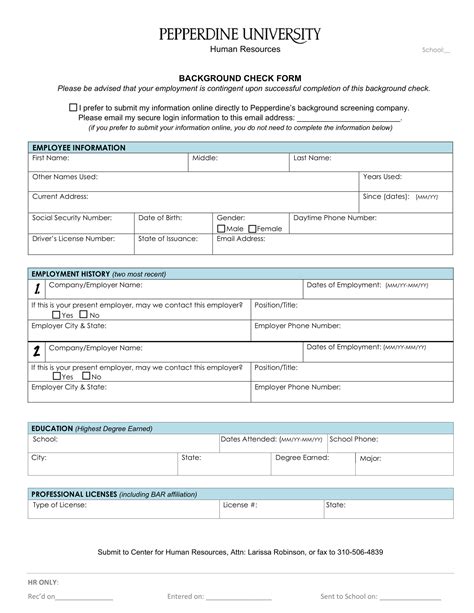 employment application form background check employment form