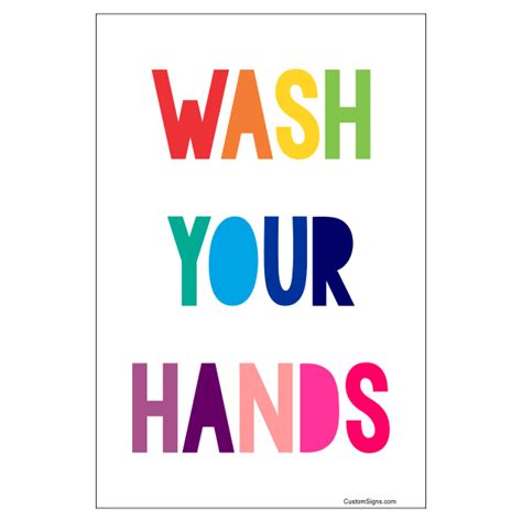 Rainbow Wash Your Hands Hand Washing Full Color Sign 6 X 4 Hc Brands