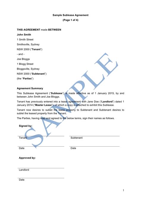 sublease agreement  template sample lawpath