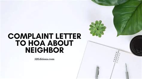 complaint letter  hoa  neighbor   letter templates