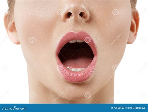open mouth woman close  stock image image  attractive