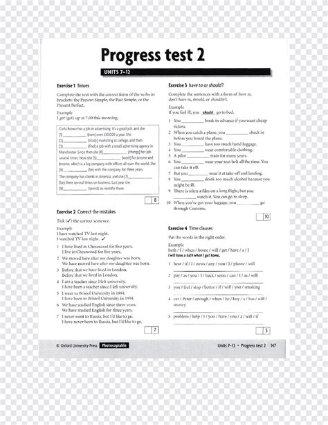 unit test booklet progress testing document english file  editon