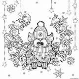 Coloring Christmas Pages Owl Zentangle Adult Adults Printable Irina Funny Cute Color Print Simple Santa sketch template