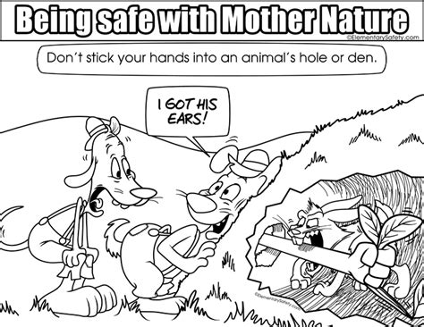 animal hole safety coloring mother nature safety