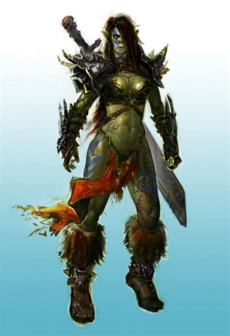 Half Orc Orc Female Barbarian Fantasy Female Warrior Fantasy Monster