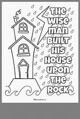 Coloring Rock House Wise Built Sunday School Pages Printable Bible Color Sheets Activities Man Upon Sheet Jesus Matthew Foolish Colouring sketch template