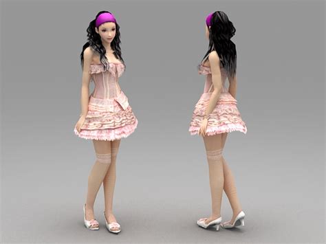 Pretty Summer Girl 3d Model 3ds Max Files Free Download Modeling