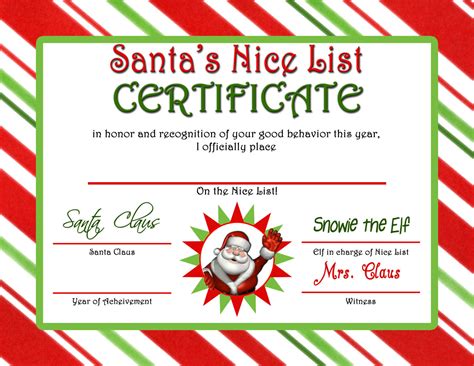 letter  santa nice list certificate instant  jpeg
