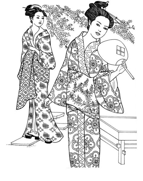 drawing  geisha coloring page netart