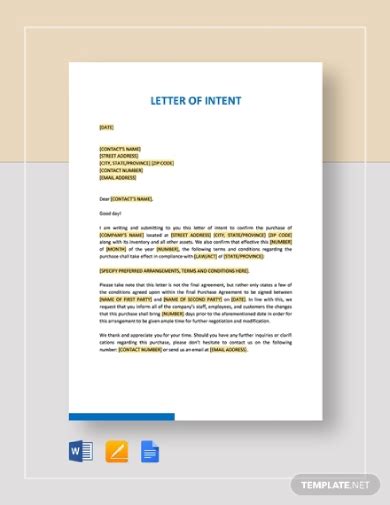 letter  intent  examples format sample examples