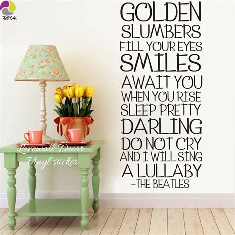 beatles song lyrics wall sticker bedroom room golden slumber inspiration song lyrics wall
