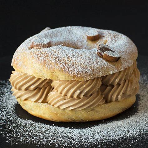 paris brest is a ring made of choux pastry usually filled with crème