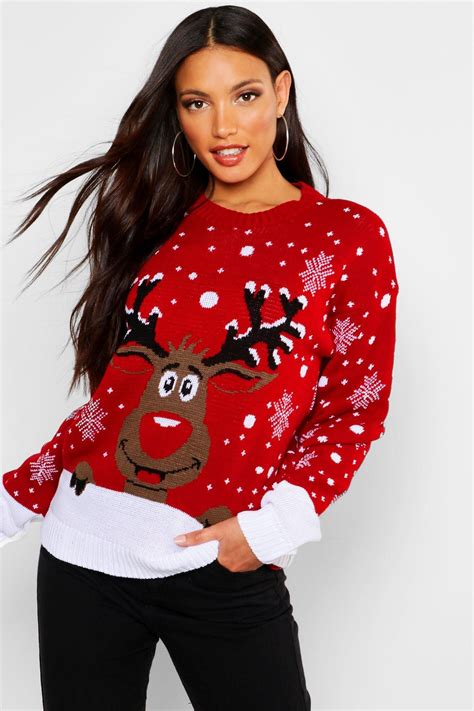 contrast hem reindeer christmas sweater reindeer christmas sweater christmas sweaters