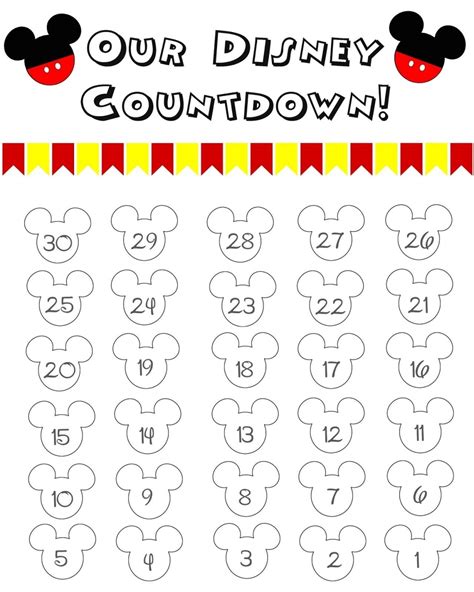 day disney countdown printable  letter templates