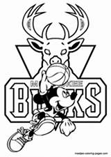 Bucks Milwaukee Coloring Pages Mickey Mouse Nba sketch template