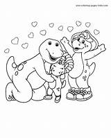 Barney Coloring Pages Bop Baby Printable Hugging Kids Bj Cartoon Hearts Color Friends Character Dinosaurs Characters Sheet Dinosaur Sheets Leave sketch template
