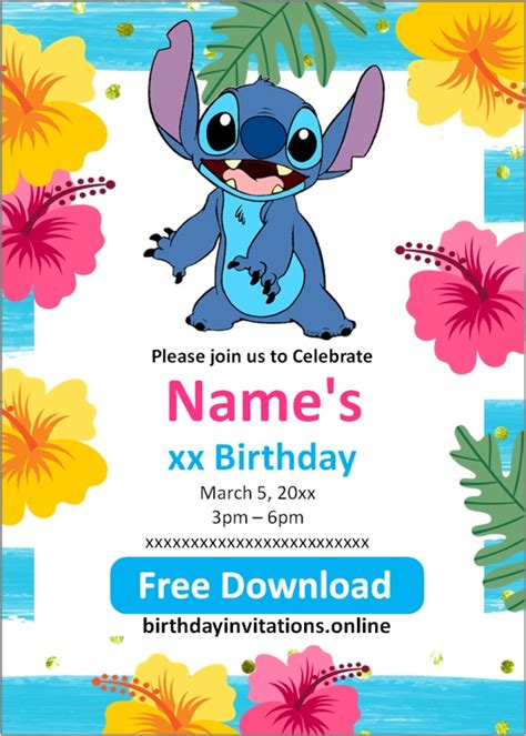 stitch invitations birthday invitations