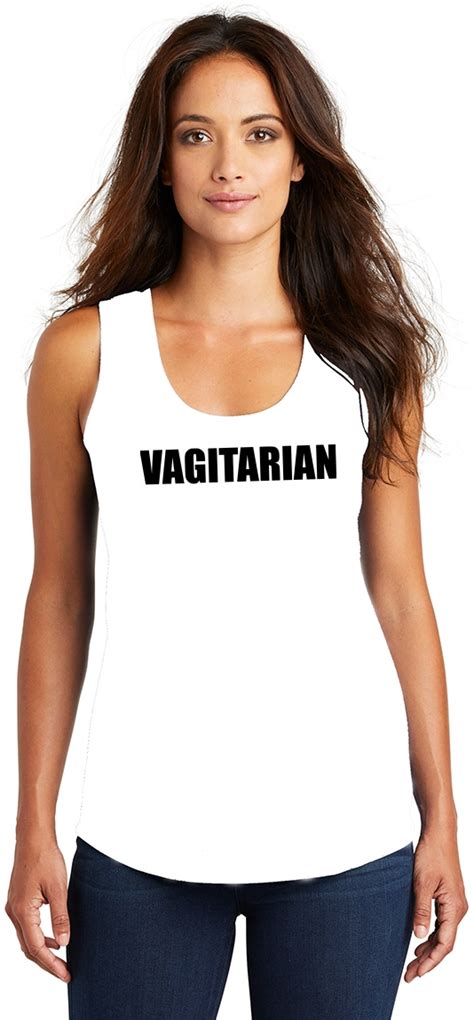 Ladies Vagitarian Rude Sexual Humor Funny Shirt Tri Blend Tank Top