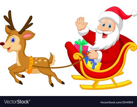cartoon santa drives  sleigh royalty  vector image