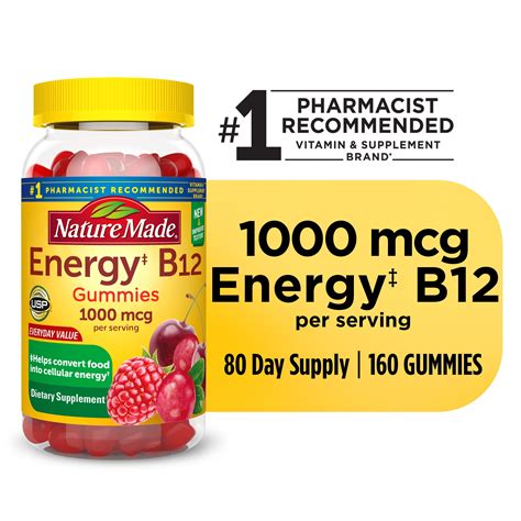 Nature Made Energy B12 1000 Mcg Gummies Dietary Supplement 160 Count