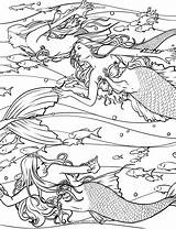 Coloring Pages Mermaid Adult Creature Fantasy Mermaids Sea Ocean Lagoon Selina Adults Calm Drawing Collection Books Fenech Printable Coloriage Sheets sketch template