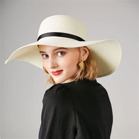 summer straw hat women big wide brim beach hat sun hat foldable sun block uv protection panama