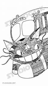 Zentangle Neighbor Totoro Catbus sketch template