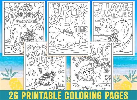 summer coloring pages  printable summer holiday coloring etsy