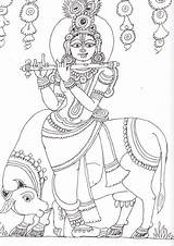Kalamkari Outline Painting Drawing Paintings Easy Krishna Indian Drawings Pencil Madhubani Mural Coloring Princess Sheets Kerala Pichwai Tanjore Designs Hindu sketch template