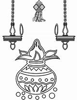 Diwali Lamp Coloring Sketch Clipart Comments Pages Paintingvalley sketch template