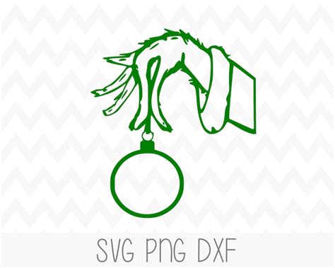 grinch hand holding ornament template