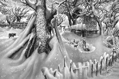 Incredible Pencil Sketches Of Winter Scenes 16 Pieces