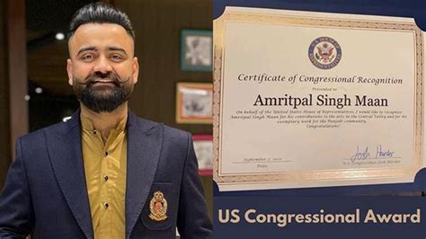 amrit maan bagged  congressional award contributes exemplary work