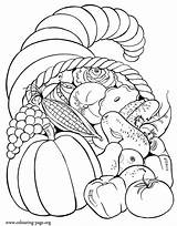 Coloring Thanksgiving Vegetables Cornucopia Pages Colouring November Adults Fruit Print Beautiful sketch template