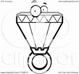 Diamond Ring Cartoon Character Clipart Outlined Coloring Vector Cory Thoman Illustration Royalty sketch template