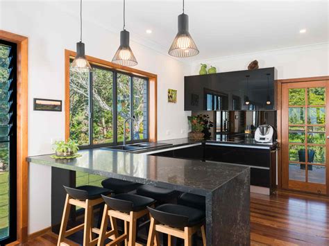 wenge wood cabinets  shaped kitchen