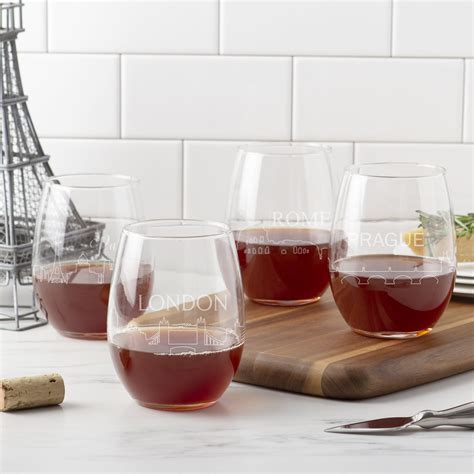 European Cityscapes 21 Oz Stemless Wine Glasses