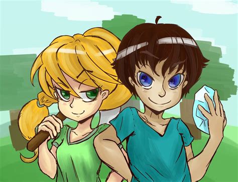 alex and steve minecraft fan art by topdylanmyfriend on deviantart minecraft fan art